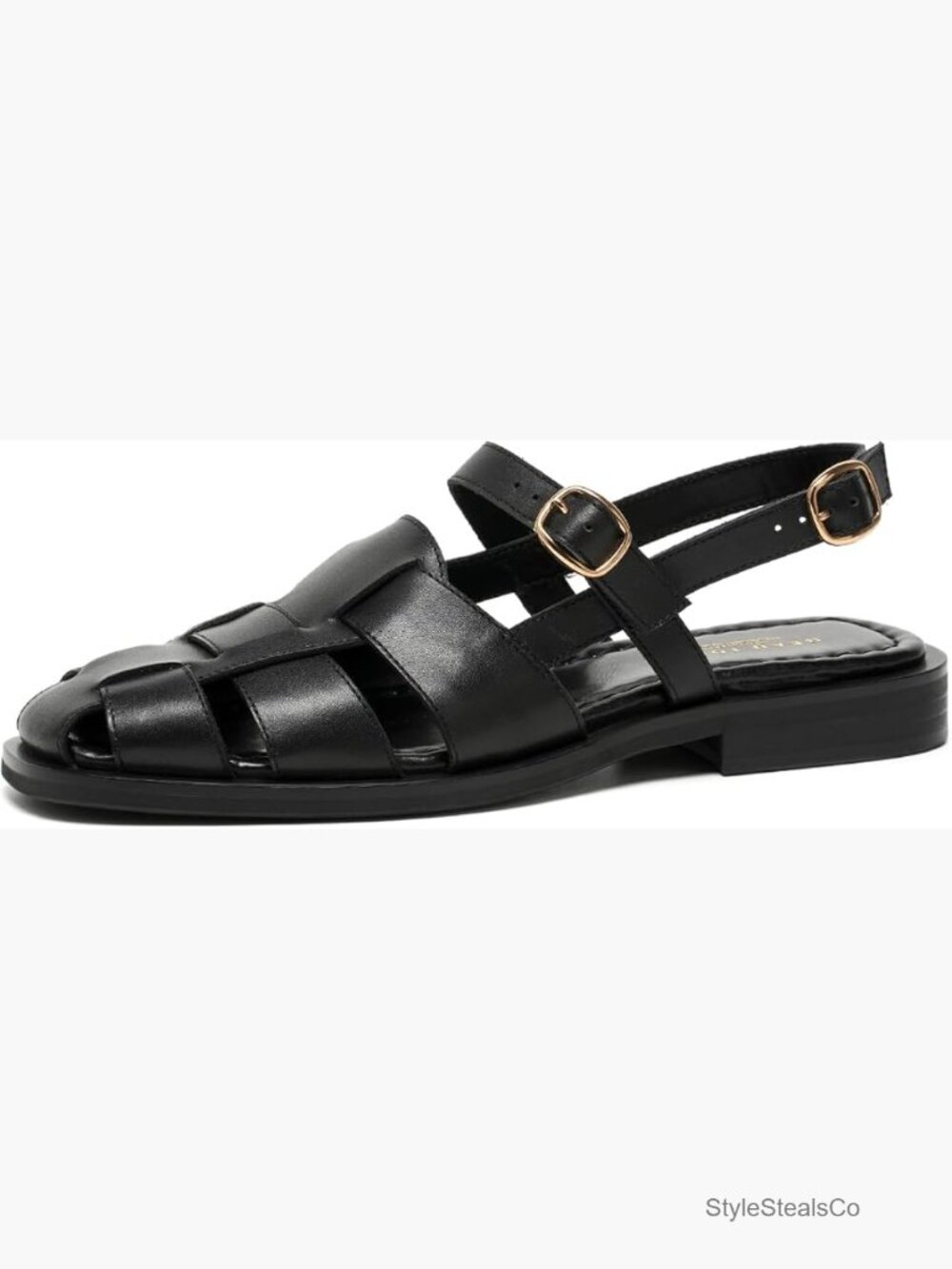 Womens Leather Fisherman Sandals Slingback Flats with Buckle Closed Toe Summer